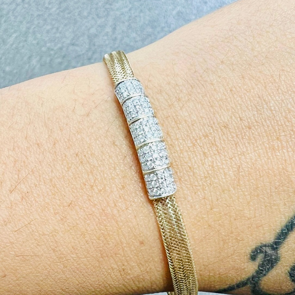 10k solid gold bangle, REAL GOLD, expanding bangle, REAL diamonds free appraisal